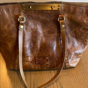 Patricia Nash Brown Leather Studded Shoulder Tote